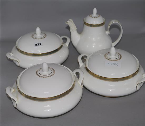 A Clarenden Royal Doulton coffee pot & 3 tureens